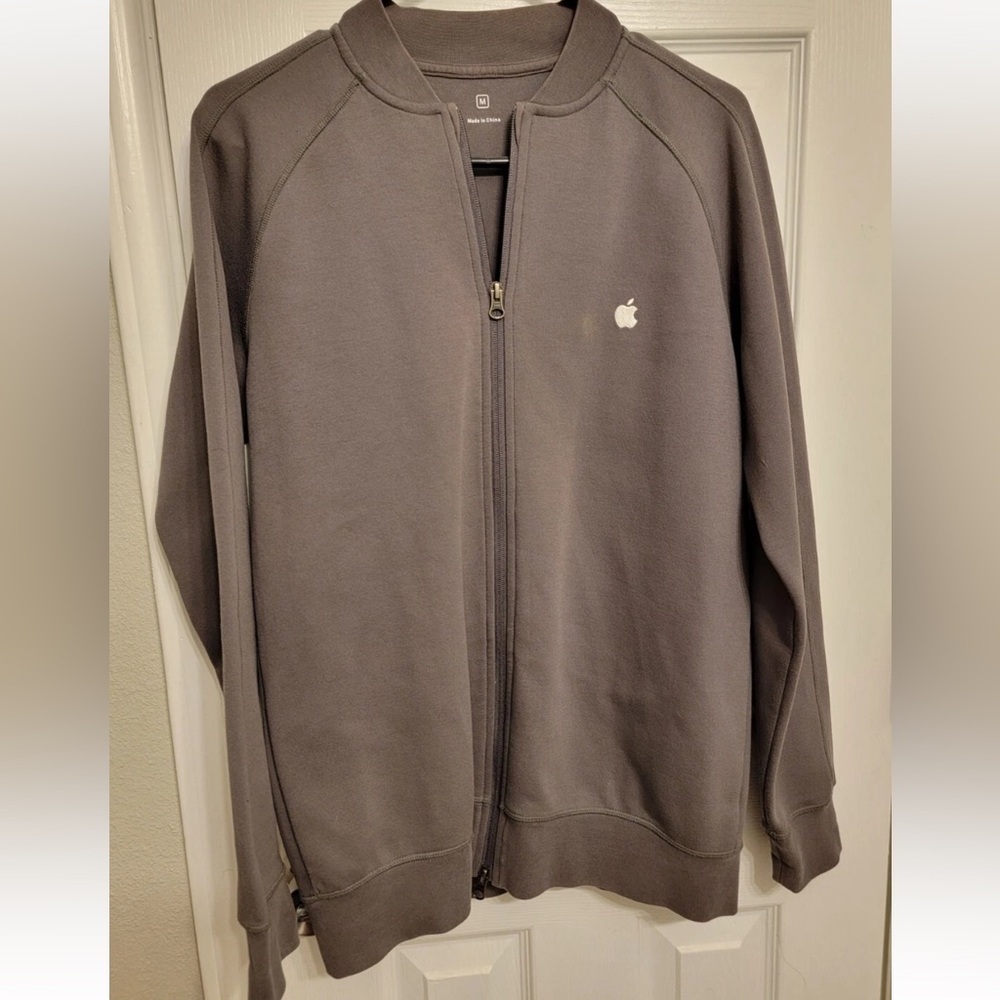 A1 Apple Employee Men's Zip-Up Sweater in Charcoal Size Medium